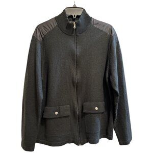 Michael - Michael Kors Men's XL Black Zip 2-Pocket Cardigan Wool Blend Sweater